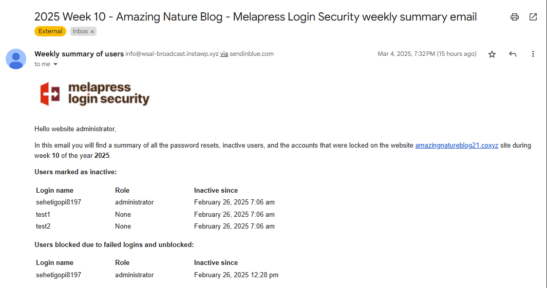 screenshot of Melapress Login Security